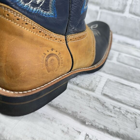 Tierra Blanca Men’s Size 11 Square Toe Leather Pull On Cowboy Western Boots - Picture 6 of 14